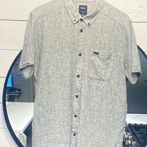 RVCA Men's Light Gray Casual Button Down Shirt